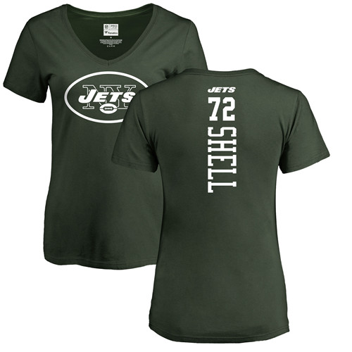 New York Jets Green Women Brandon Shell Backer NFL Football #72 T Shirt->women nfl jersey->Women Jersey